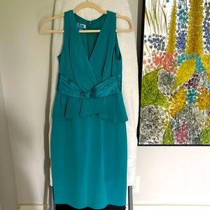 Turquoise Kay Unger silk dress, purchased from Neiman Marcus